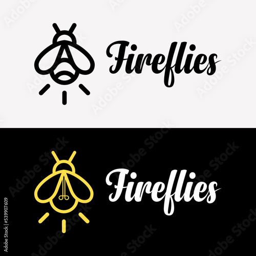 Set Lamp Light Bulb Style Fireflies Inspiration Identity Business Logo Design Vector