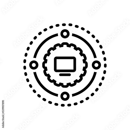 Black line icon for operations