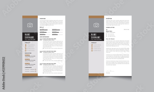Creative Resume Template And Cover Letter Layout Vector Templates for Business Job Applications