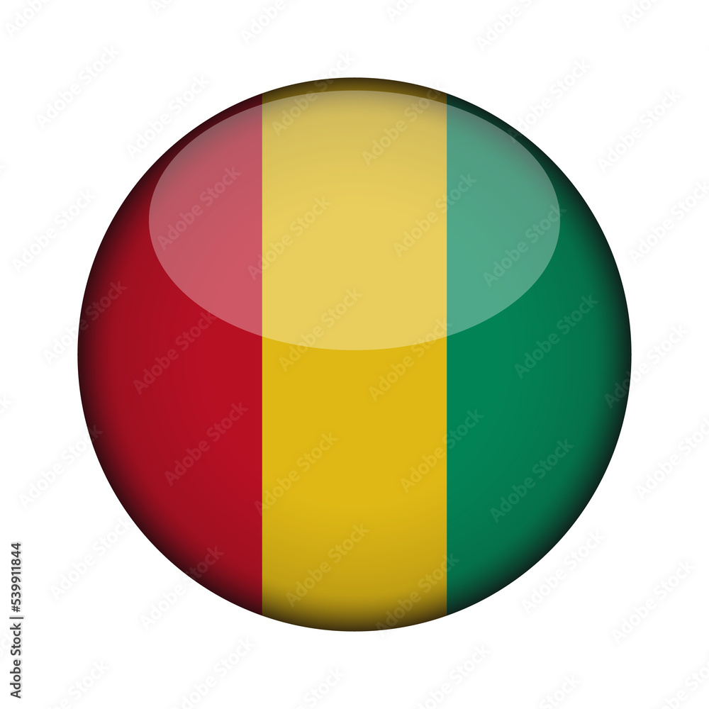 guinea Flag in glossy round button of icon. National concept sign. Independence Day. isolated on transparent background.