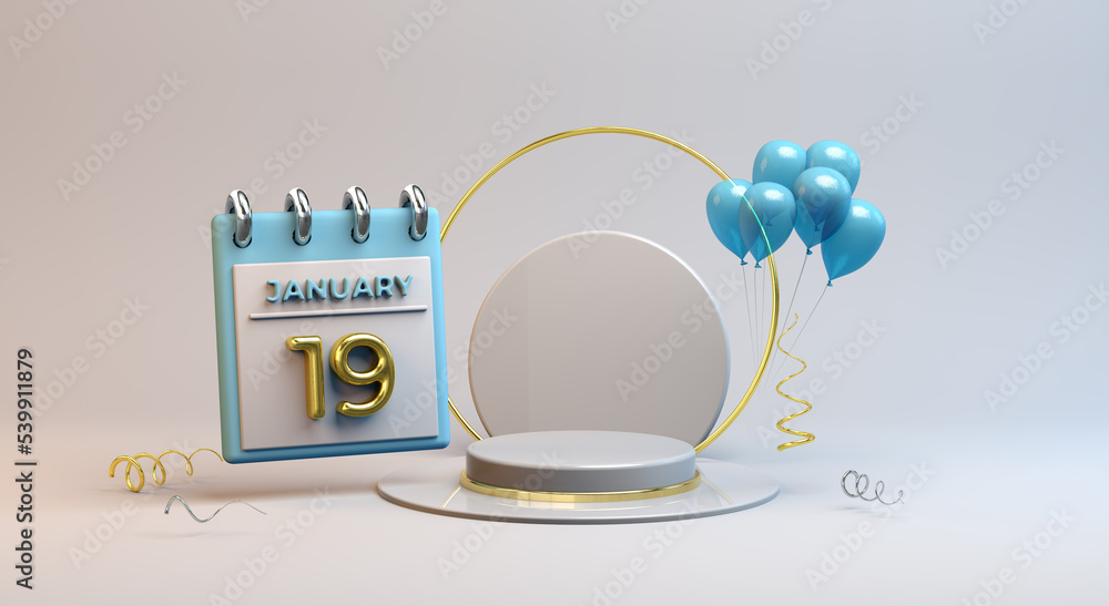 Celebration 19 January with balloon and podium background