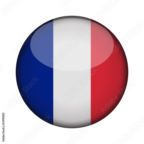france Flag in glossy round button of icon. National concept sign. Independence Day. isolated on transparent background.