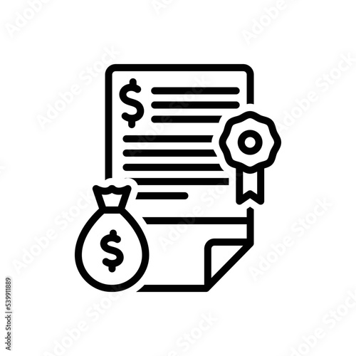 Black line icon for grants