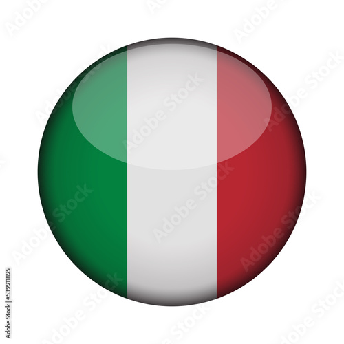 italy Flag in glossy round button of icon. National concept sign. Independence Day. isolated on transparent background.