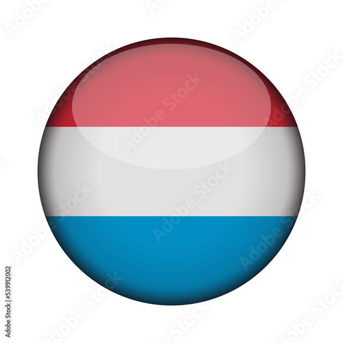 luxembourg Flag in glossy round button of icon. National concept sign. Independence Day. isolated on transparent background.