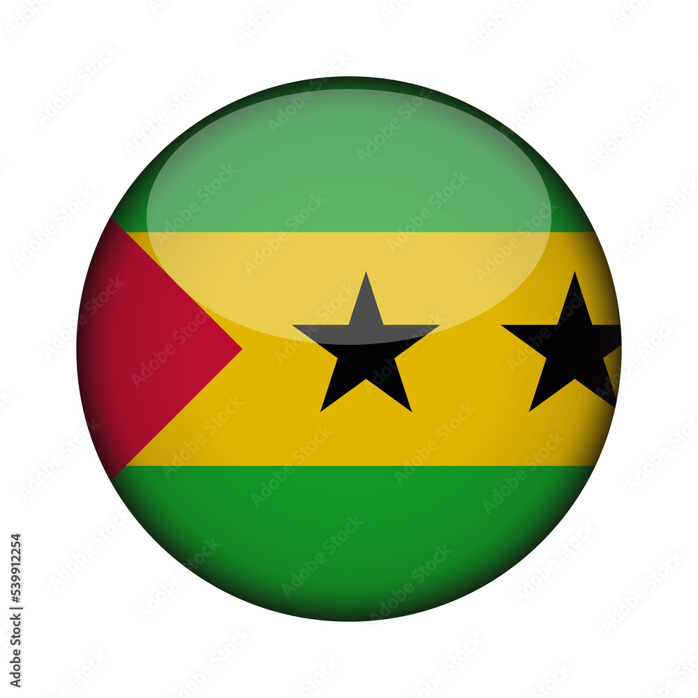 sao tome and principe Flag in glossy round button of icon. National concept sign. Independence Day. isolated on transparent background. sao tome and principe Flag in glossy round button of icon. National concept sign. Independence Day. isolated on transparent background.