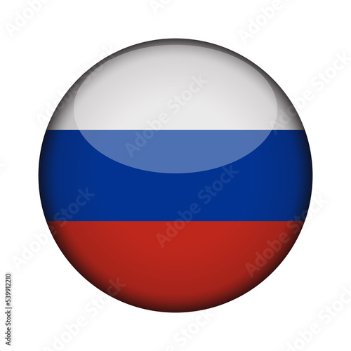 russia Flag in glossy round button of icon. National concept sign. Independence Day. isolated on transparent background.