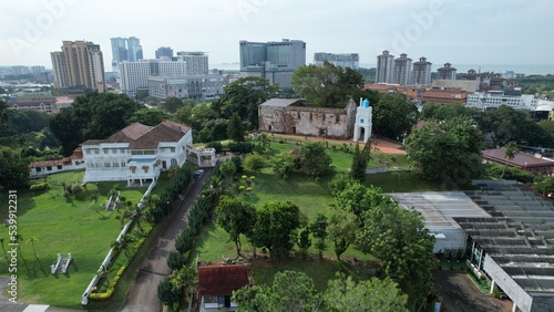 Malacca  Malaysia - October 16  2022  Aerial View of the Malacca River Cruise