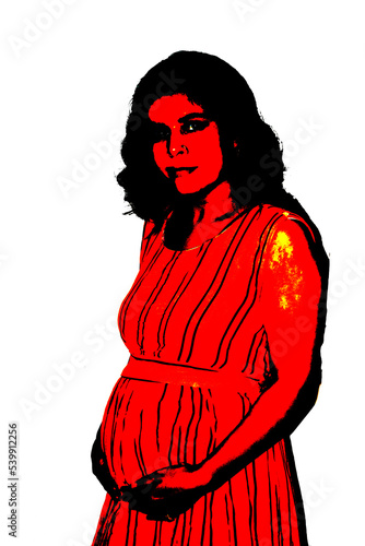 Portrait of an Indian Pregnant Woman With white background