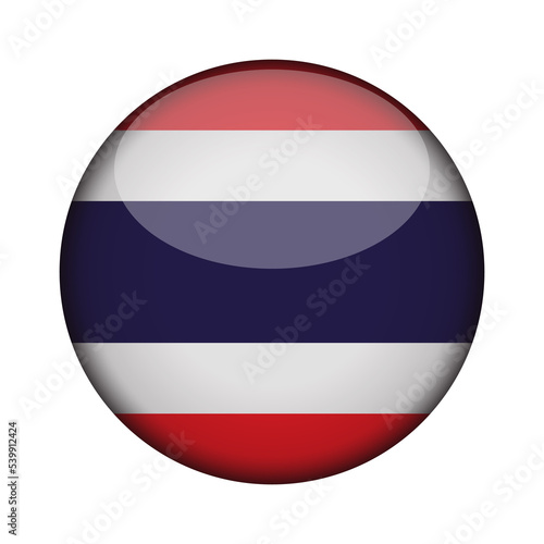thailand Flag in glossy round button of icon. National concept sign. Independence Day. isolated on transparent background.