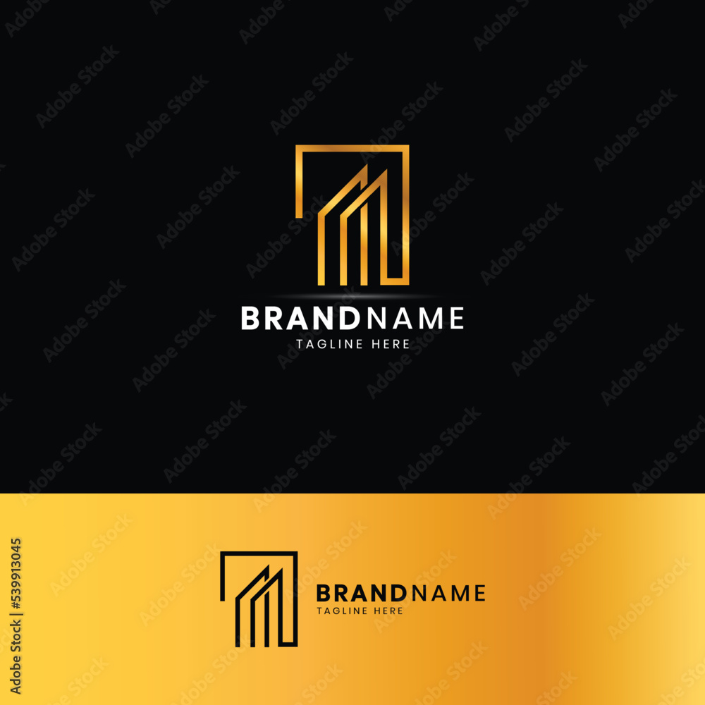 Real Estate Construction Logo Design Vector Template. Commercial Office Property Business Centre Financial Logotype. Corporate Finance Resort Identity Icon.