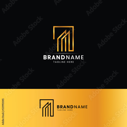 Real Estate Construction Logo Design Vector Template. Commercial Office Property Business Centre Financial Logotype. Corporate Finance Resort Identity Icon.