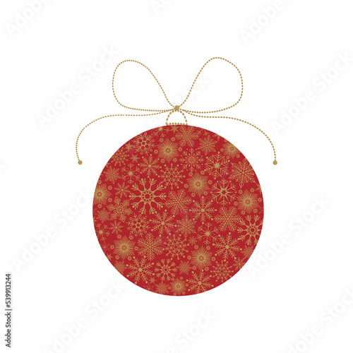 Christmas ball of snowflakes. Christmas ball with a bow. Vector illustration isolated on a white background.