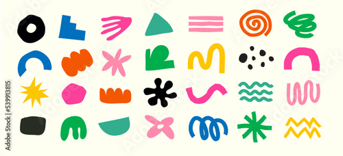 Abstract Children Colorful Geometry Doodle Vector Extended Shapes Toolkit. Contemporary Shapes Children Illustration. Hand Drawn Trendy Children Illustration.