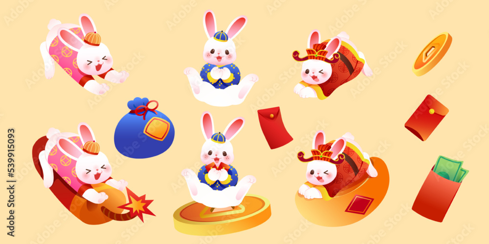 Cute CNY bunny element set