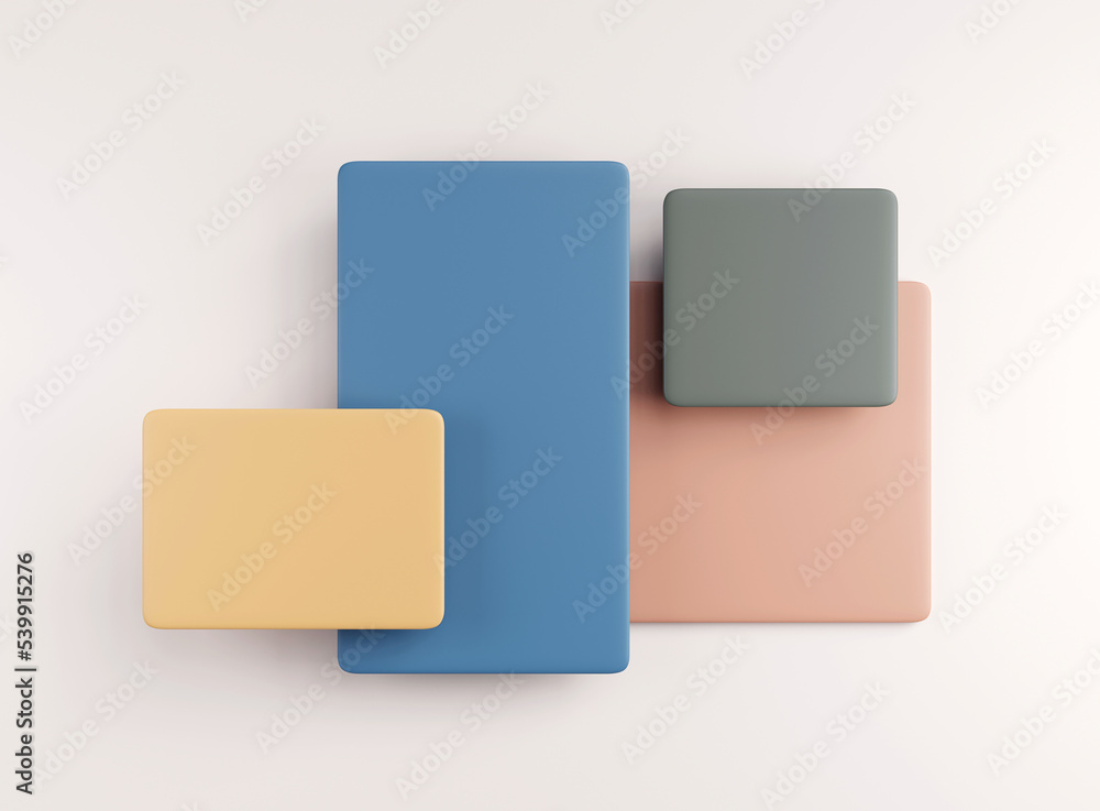 Top view of blank geometrical forms. Abstract minimal scene design for Design for product presentation. 3D rendering. Top view of blank geometrical forms. Abstract minimal scene design for Design for product presentation. 3D rendering.