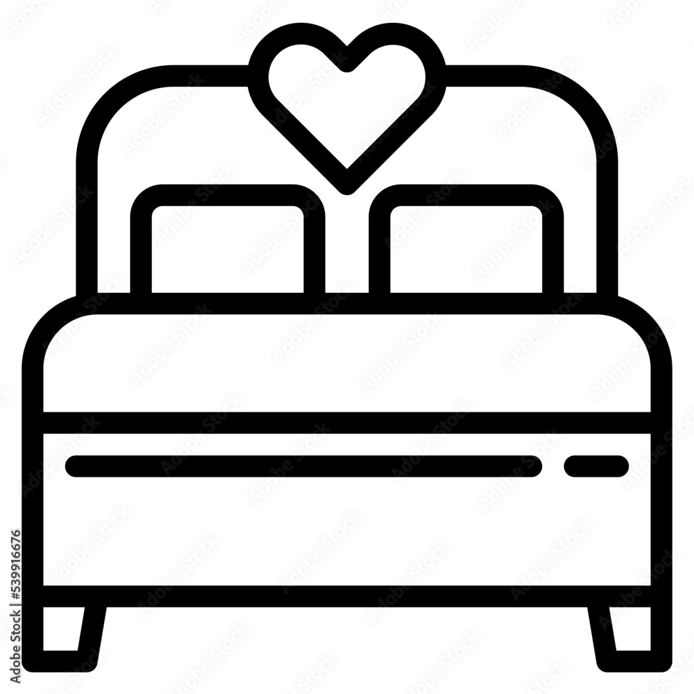 Double Bed outline style icon Double Bed outline style icon
