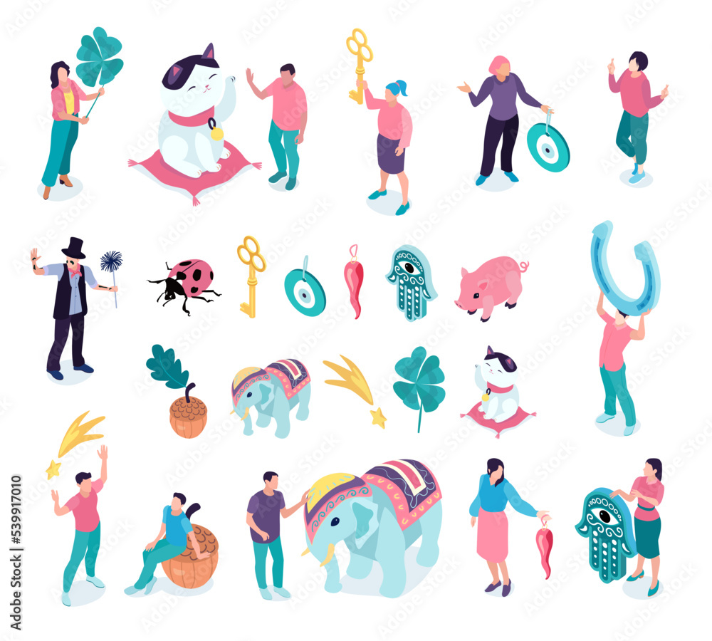 Fototapeta premium Luck Symbols Icon Set