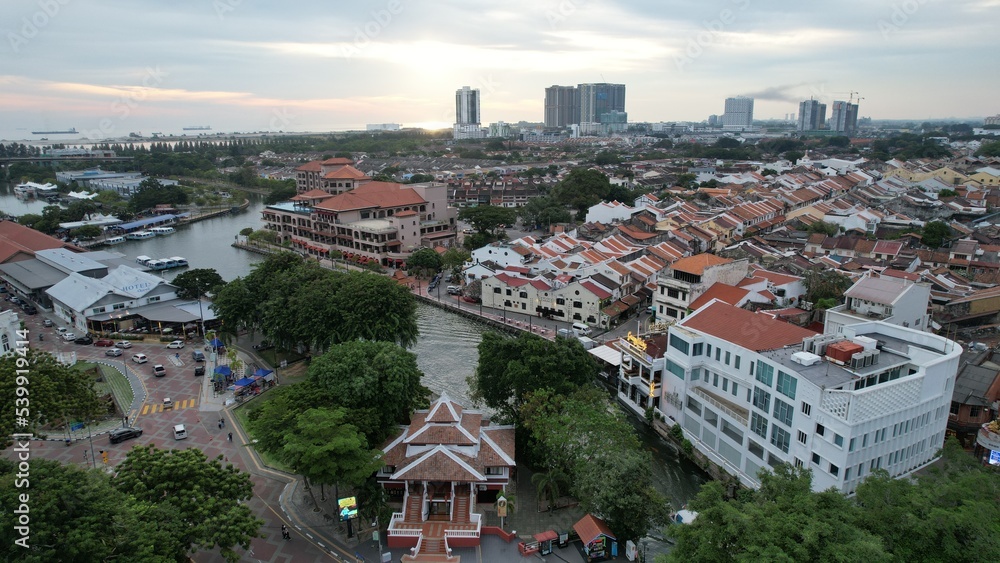 Malacca, Malaysia - October 16, 2022: The Historical Landmark Buildings and Tourist Attractions of Malacca