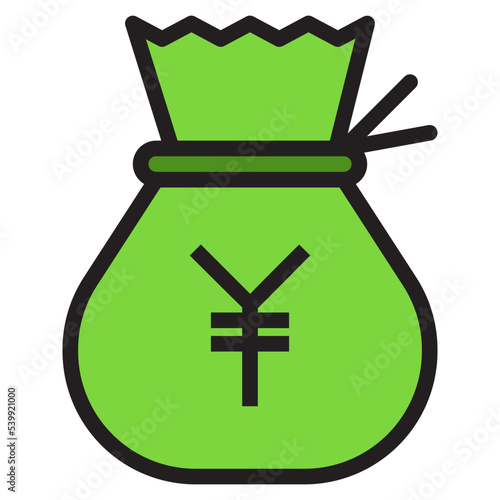 Money yen bag color line style icon