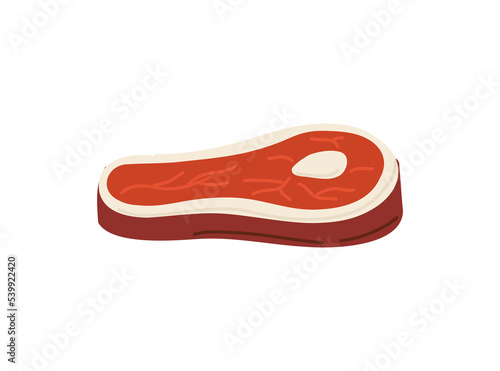 Slice of steak, fresh meat. Beef tenderloin. Vector cartoon illustration
