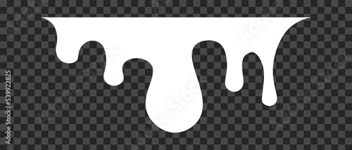 White melt drips, milk yogurt flowing drops. Vector graffiti paint drip blobs