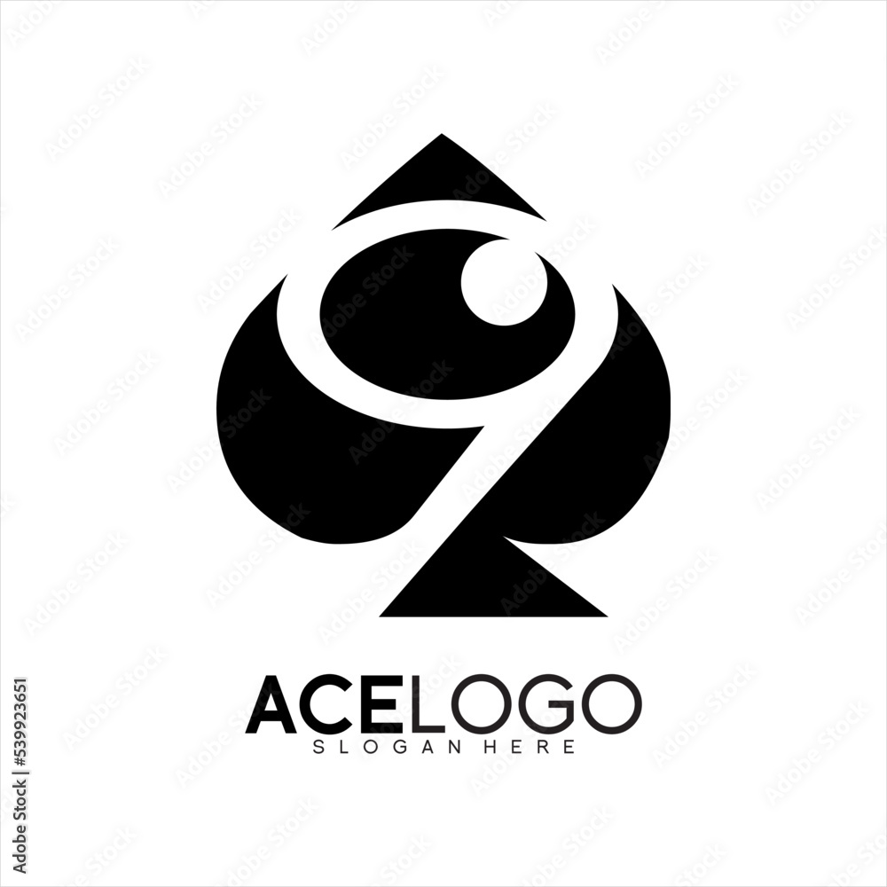Ace vector logo design with number nine and eye concept. Ace vector logo design with number nine and eye concept.