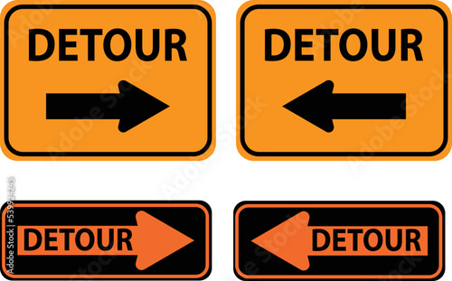 Traffic Detour sign on white background. Detour symbol. flat style.