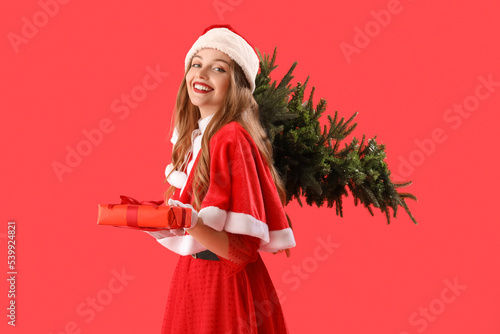 Smiling young woman in sant...