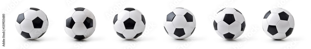 Fototapeta premium Various views of a classic soccer ball isolated on white