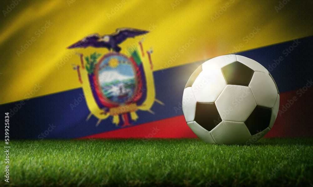 Fototapeta premium Ecuador national team background with ball and flag