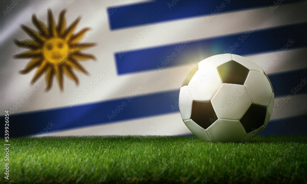 Naklejka premium Uruguay national team background with ball and flag