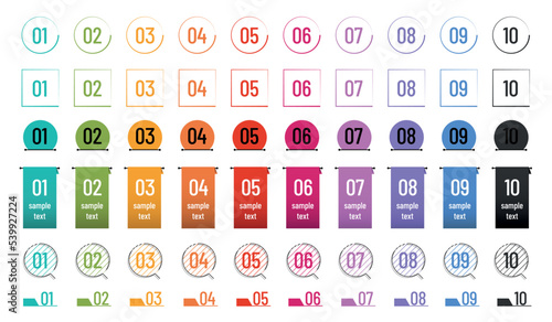 Number Icons Set - Different Colorful Vector Illustrations Isolated On White Background