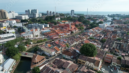 Malacca, Malaysia - October 16, 2022: Aerial View of the Malacca River Cruise © Julius