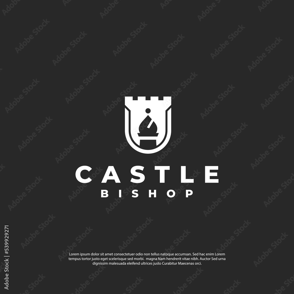 modern minimalist castle bishop emblem logo