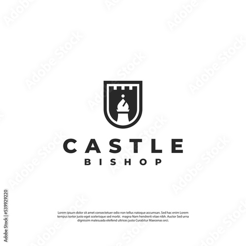 Fotobehang modern minimalist castle bishop emblem logo