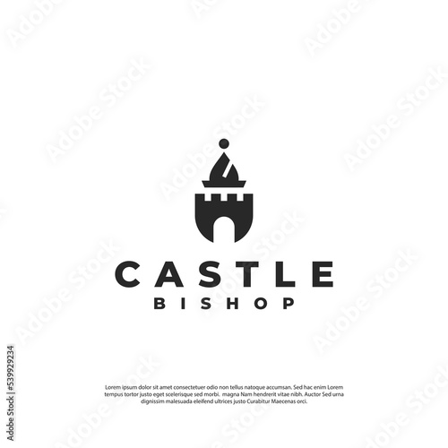 Fototapet modern minimalist castle bishop emblem logo