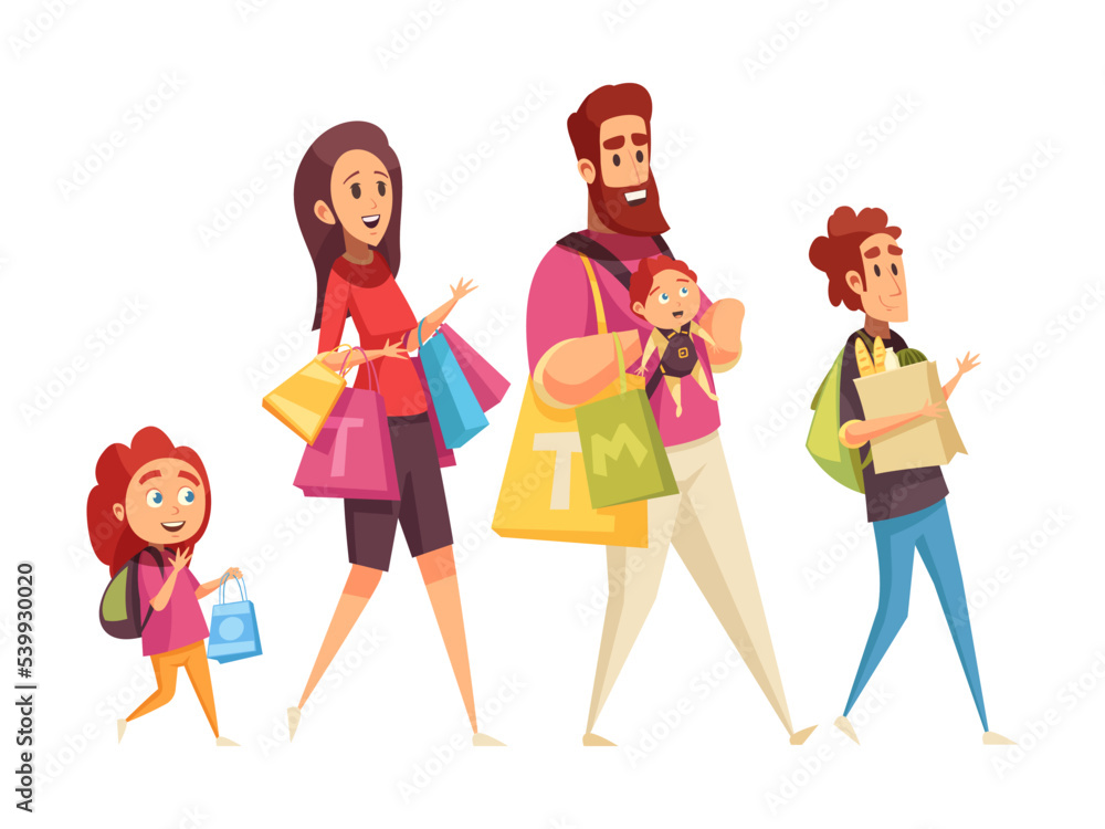 Family Shopping Illustration Family Shopping Illustration