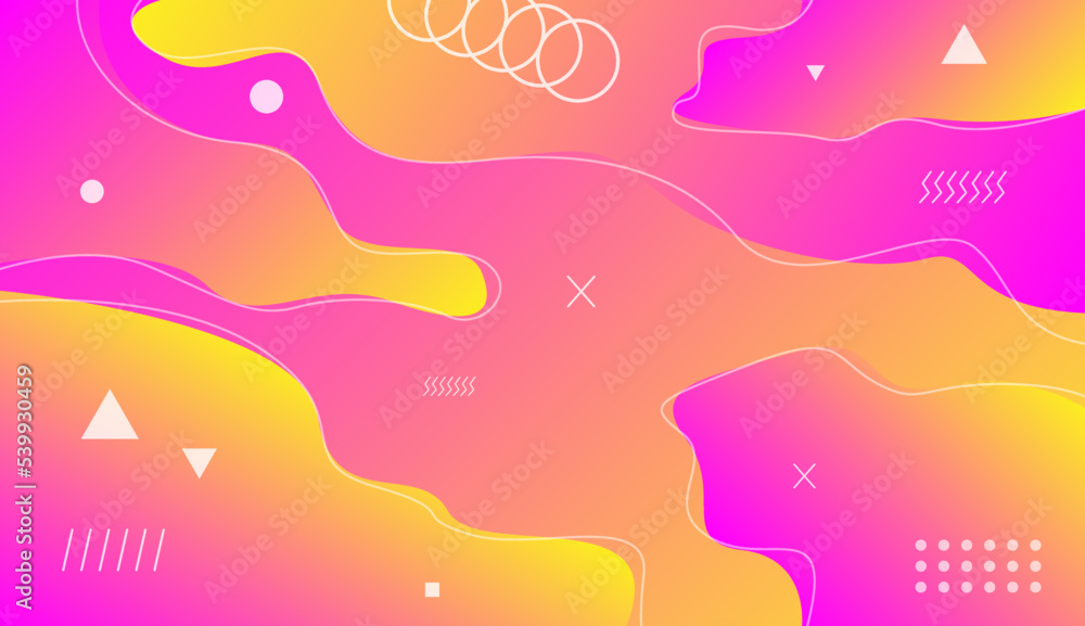 Abstract fluid background with dynamic color suitable for cheerful template. Creative illustration for poster, brochure, landing, page, cover, ad, promotion. Eps10 vector