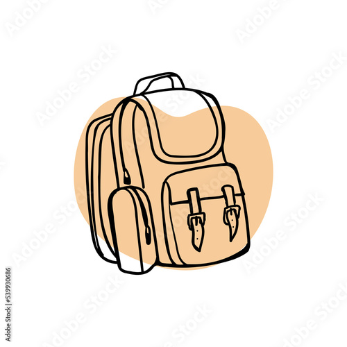 hand drawn bagpack icon contour on the white backround