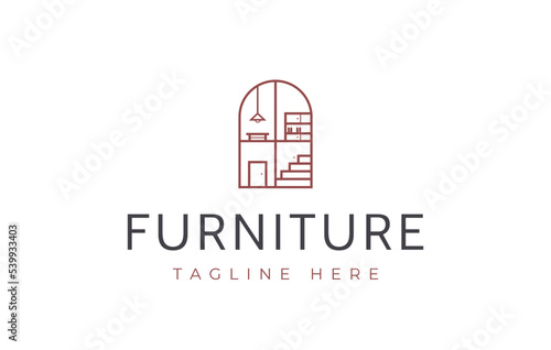 Furniture Gallery Interior Room Logo Design