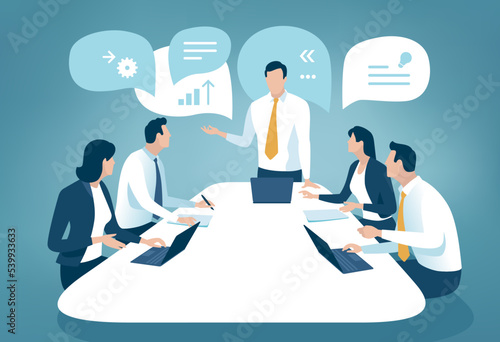 Leader. Plan. Business meeting illustration.  Vector illustration.
