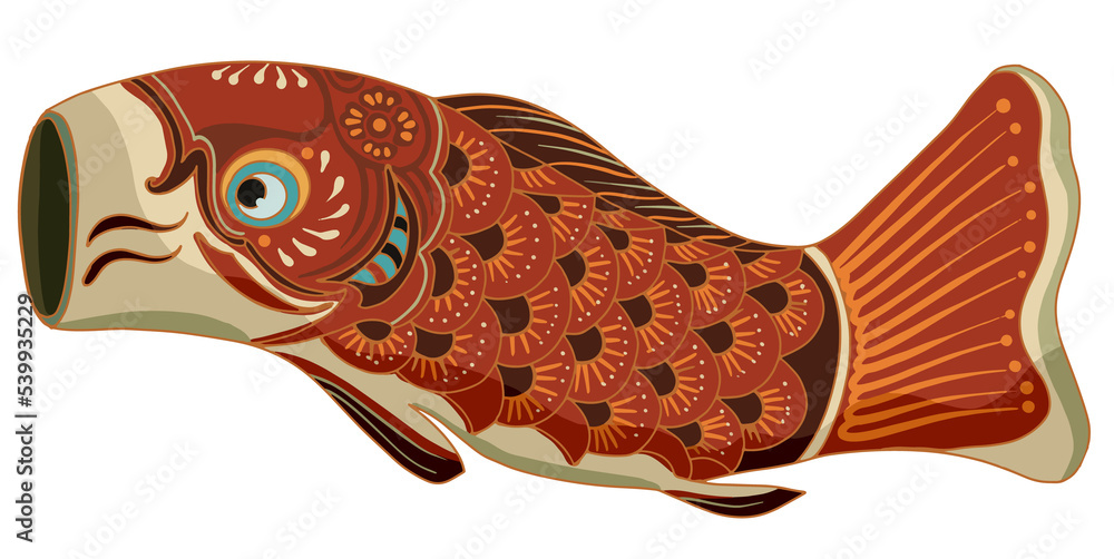 illustration Japanese culture koi flags art.