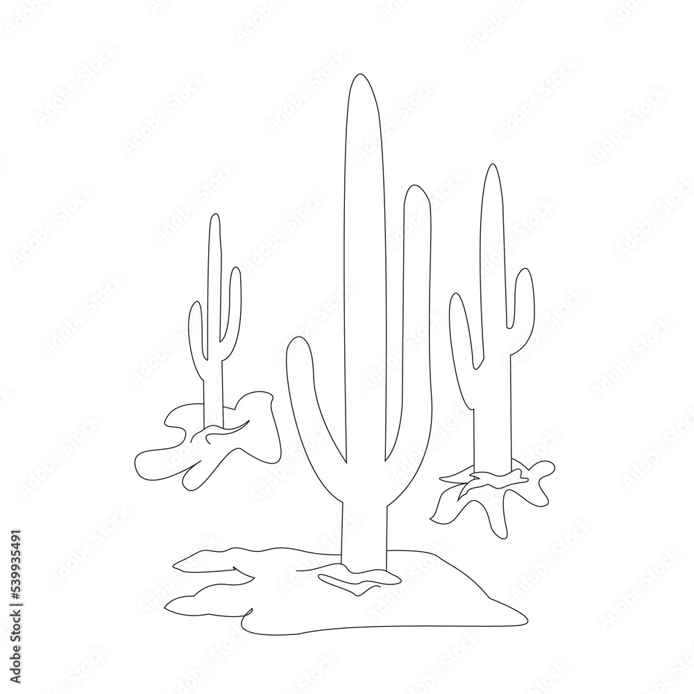 Obraz premium Cactus set. Hand drawn wild thorny desert plants, Black and white cacti isolated on white background.