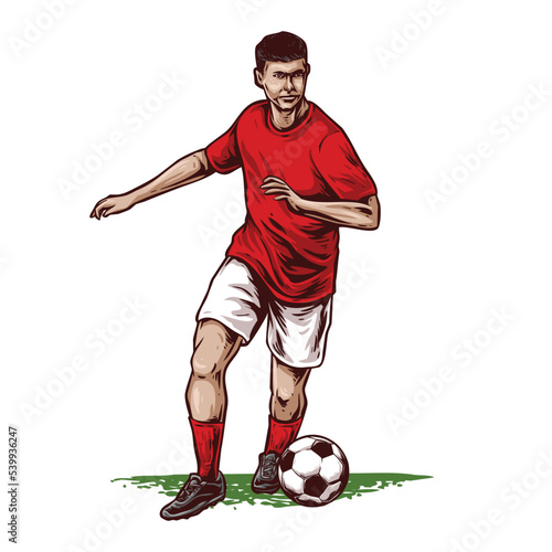 football player with a soccer ball vector illustration