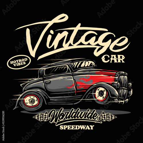 vector of vintage car custom illustration