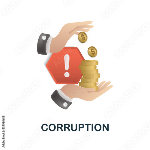 Corruption icon. 3d illustration from esg collection. Creative Corruption 3d icon for web design, templates, infographics and more