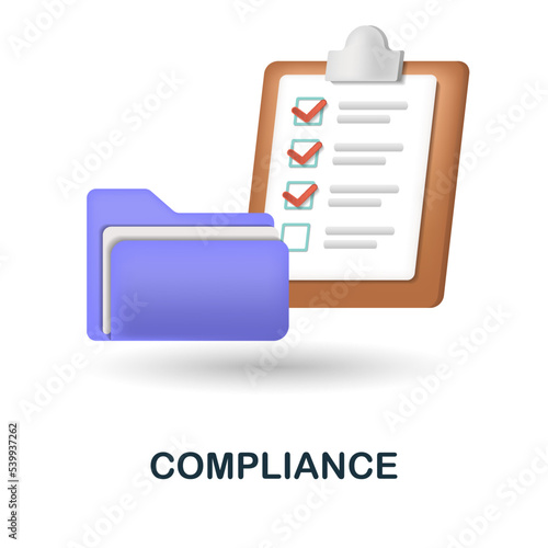 Compliance icon. 3d illustration from esg collection. Creative Compliance 3d icon for web design, templates, infographics and more