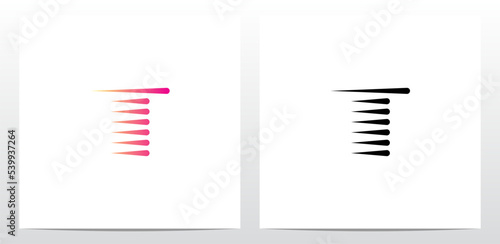 Fototapeta Naklejka Na Ścianę i Meble -  Horizontal Teardrop Shapes Letter Logo Design T