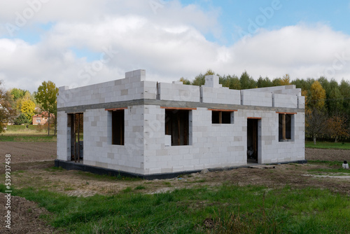 Construction residential new house in progress. Real estate under construction  